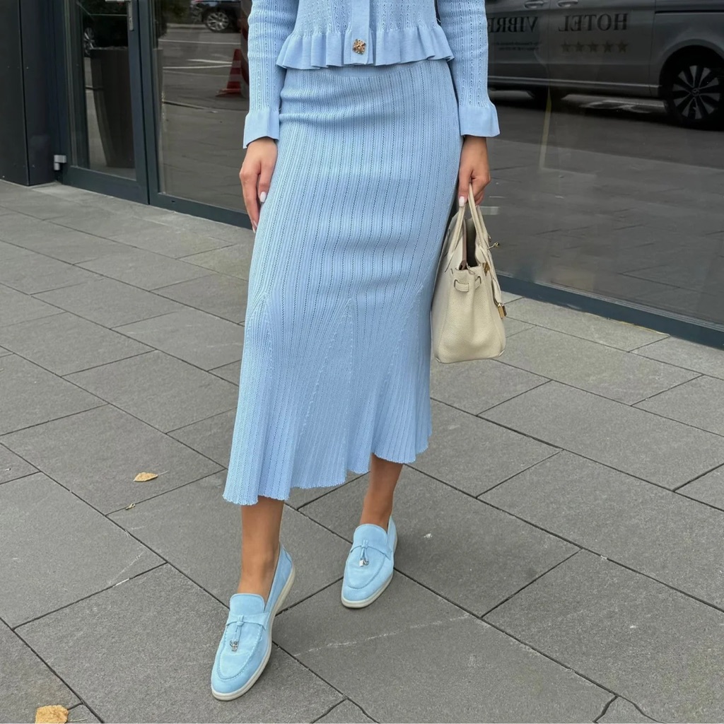 Nwt Sierra Darien Flared Knit Skirt - Baby Blue — image 2 of 8